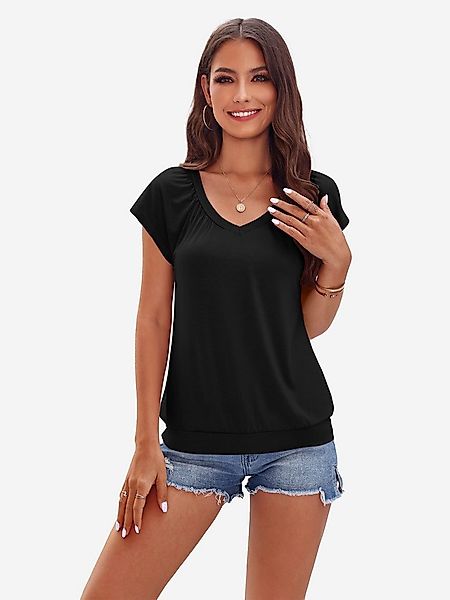 Imily Bela T-Shirt Damen Lässige Basic Tops mit Bündchen am Saum (Packung, günstig online kaufen