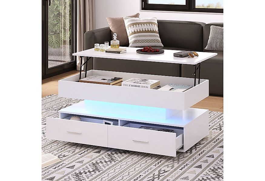 autolock Couchtisch hydraulisch höhenverstellbarer Couchtisch, mit LED-Bele günstig online kaufen