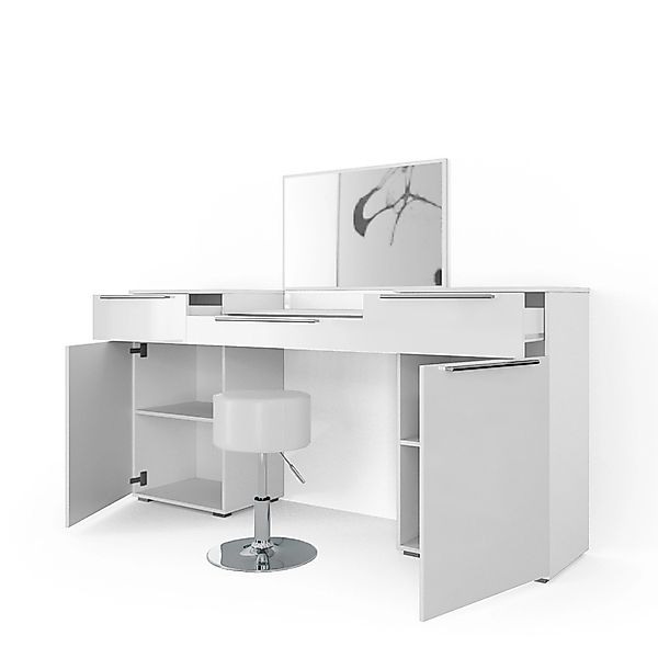 Vicco Schminktisch Lilli Weiß 190 cm mit Hocker günstig online kaufen