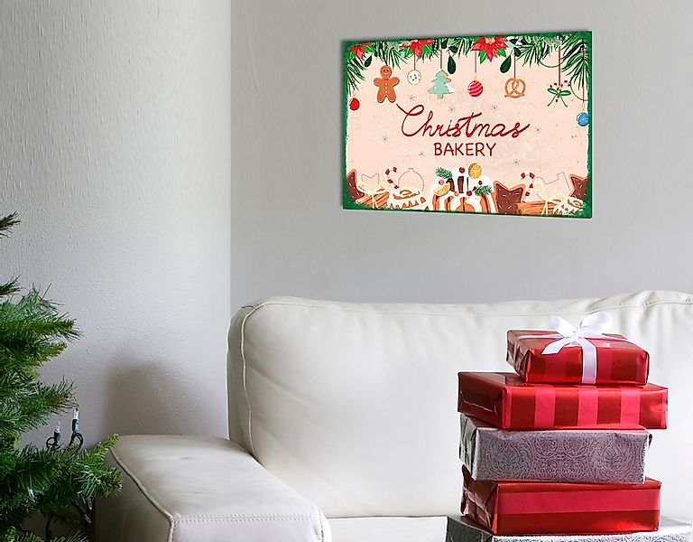 queence Metallbild "Christmas Bakery", Schriftzüge-Schriftzug-Weihnachten, günstig online kaufen