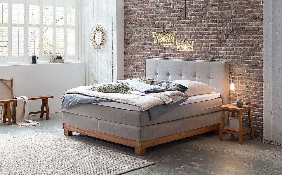 HASENA Boxspringbett "Finca" mit Punktstepung im Kopfteil, Unterbau in Wild günstig online kaufen