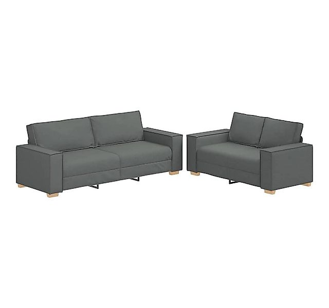 vidaXL Sofa 2-tlg. Sofagarnitur mit Kissen Dunkelgrau Stoff günstig online kaufen