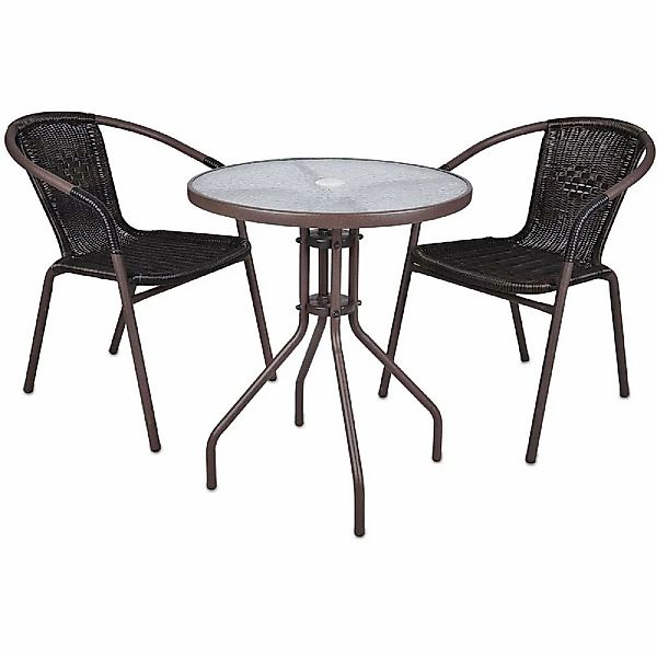 VCM Garten-Essgruppe "3-tlg. Bistroset Balkon Stuhl Tisch Set Braun" günstig online kaufen