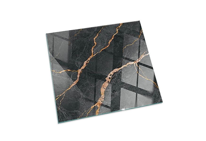 Tulup Bodenschutzplatte Schwarz Eleganter Marmor, Gehärtetem Glas Kaminöfen günstig online kaufen