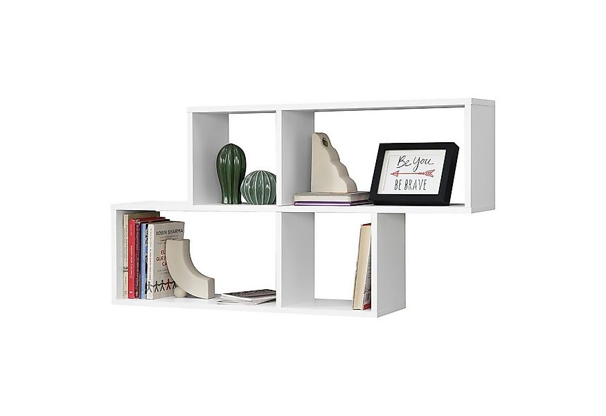 en.casa Wandregal, »Bryne« Bücherregal 100x19,5x53cm Weiß günstig online kaufen