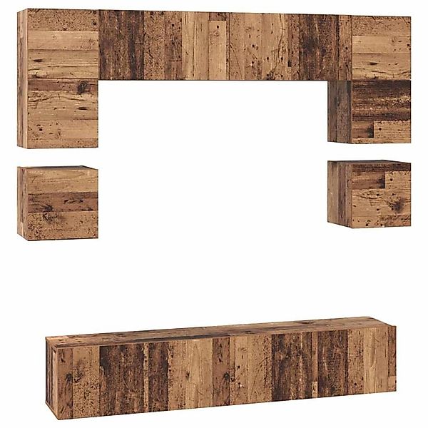 vidaXL TV-Schrank-Set Wandmontiert 8-Tlg Altholz Holzwerkstoff 3393333 günstig online kaufen