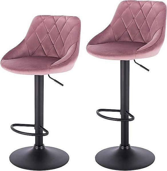 Woltu Barhocker (2 St), höhenverstellbar, drehbar, gut gepolstert, Samt günstig online kaufen