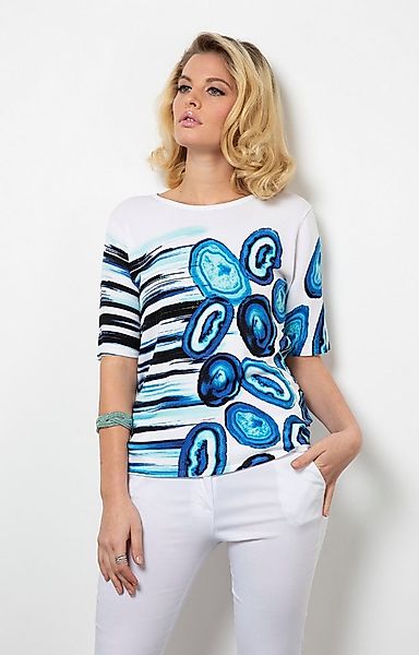 Passioni Strickpullover mit blauem Aquarellmuster günstig online kaufen