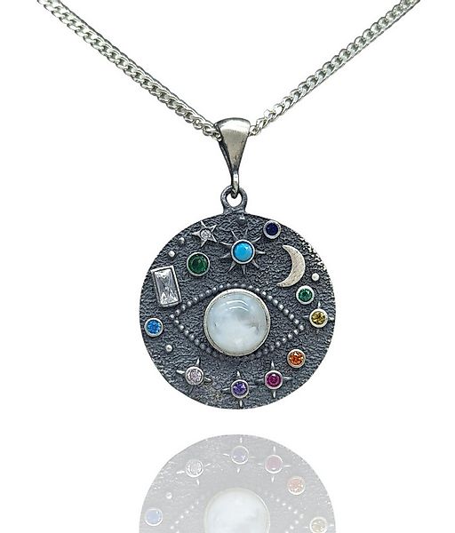 NAHLE Panzerkette Silber Kette mystisches Auge mit Mondstein Silber Halsket günstig online kaufen