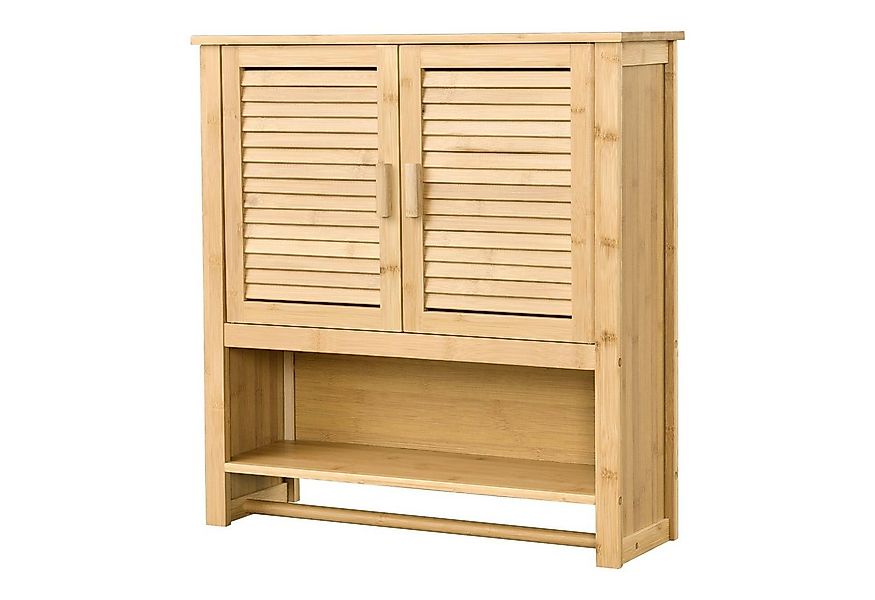 en.casa Hängeschrank Tyresö Bambus-Badschrank 66x62x20cm mit Handtuchhalter günstig online kaufen