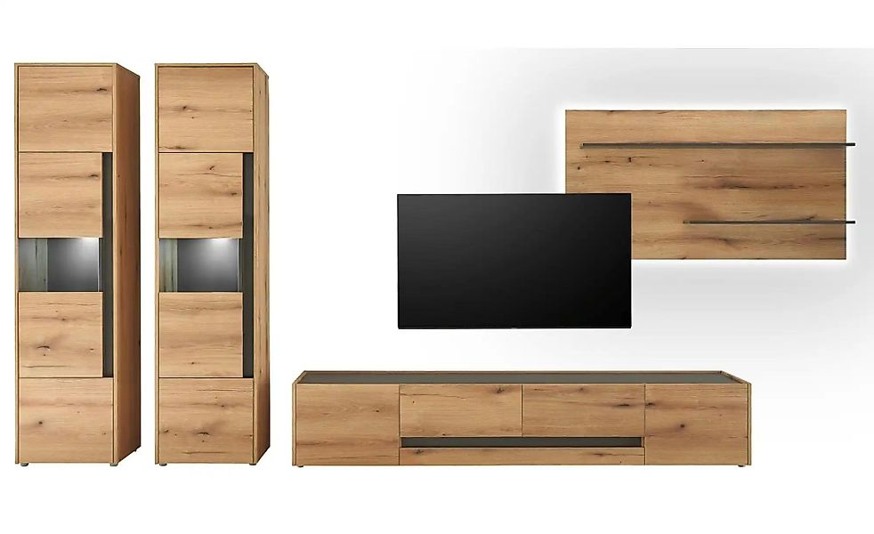 Wohnwand  Cande ¦ holzfarben ¦ Maße (cm): B: 400 H: 197 Kommoden & Sideboar günstig online kaufen