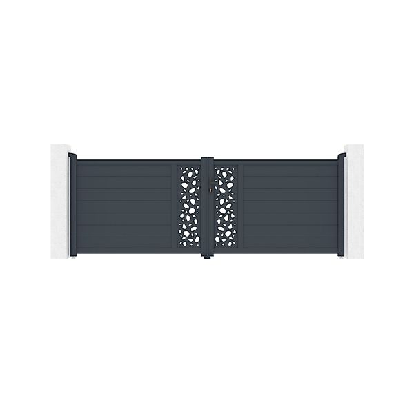 Casanoov Flügeltor Sunny 350x120cm Graues Aluminium & 2 Pfosten 20x20cm H.1 günstig online kaufen