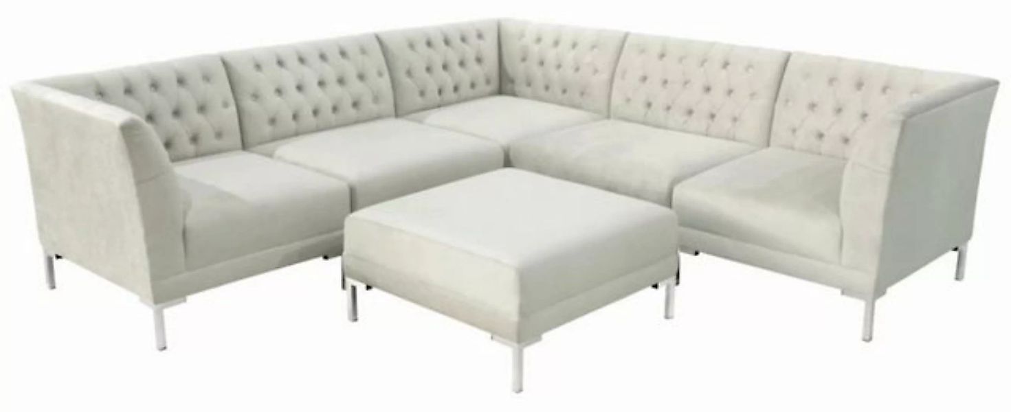 JVmoebel Ecksofa, ecksofa beige chamgpaner weiße chesterfield couch textil günstig online kaufen
