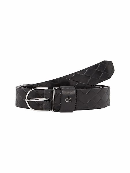 Calvin Klein Ledergürtel "CK METAL ROUND BUCKLE 2.5 BRAID", mit Rautenstruk günstig online kaufen