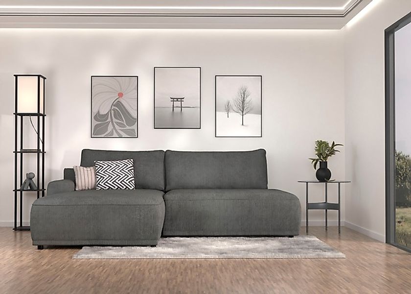 TRENDMANUFAKTUR Ecksofa »Fordon II, Schlafsofa mit Bettkasten, Couch in L-F günstig online kaufen