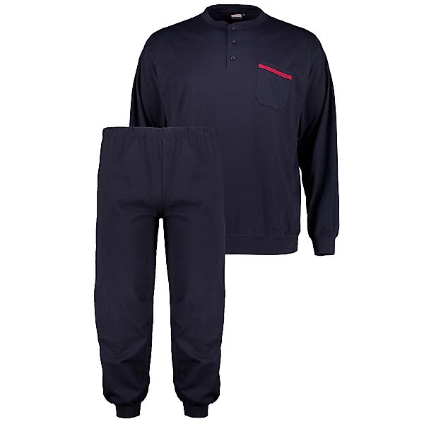ADAMO Langer Pyjama mit Henleykragen Farbe dunkelblau Größe: 10XL günstig online kaufen