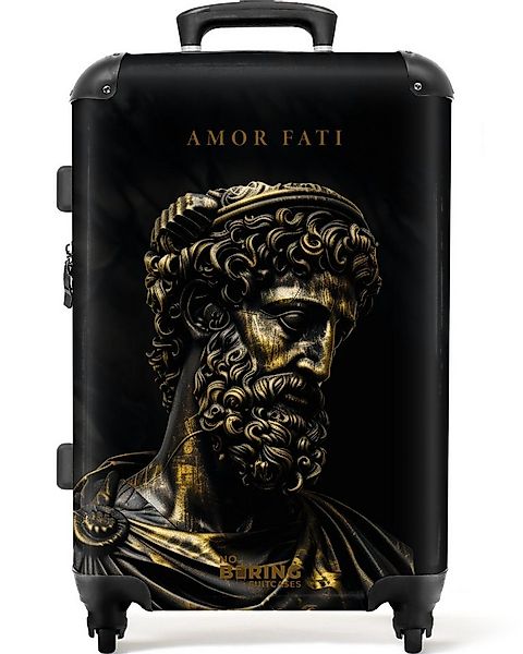 NoBoringSuitcases.com© Hartschalen-Trolley Schwarz-goldene griechische Stat günstig online kaufen