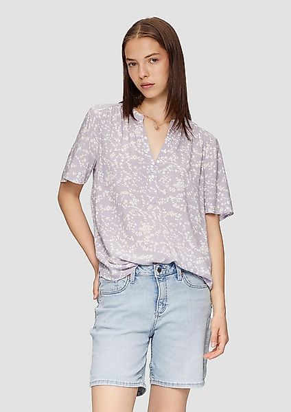 QS Kurzarmbluse Bluse Gemusterte Tunikabluse aus Viskose günstig online kaufen