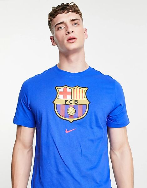 Nike Football – FC Barcelona – T-Shirt in Blau mit Wappen-Logo günstig online kaufen