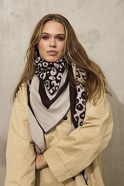 ZE-ZE Nordic Dreieckstuch Dreieckschal taupe mit Leo braun, Feinstrickschal günstig online kaufen
