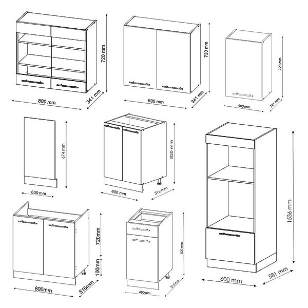 Vicco Küchenzeile Fame-Line Weiß Landhaus/Anthrazit 300cm günstig online kaufen