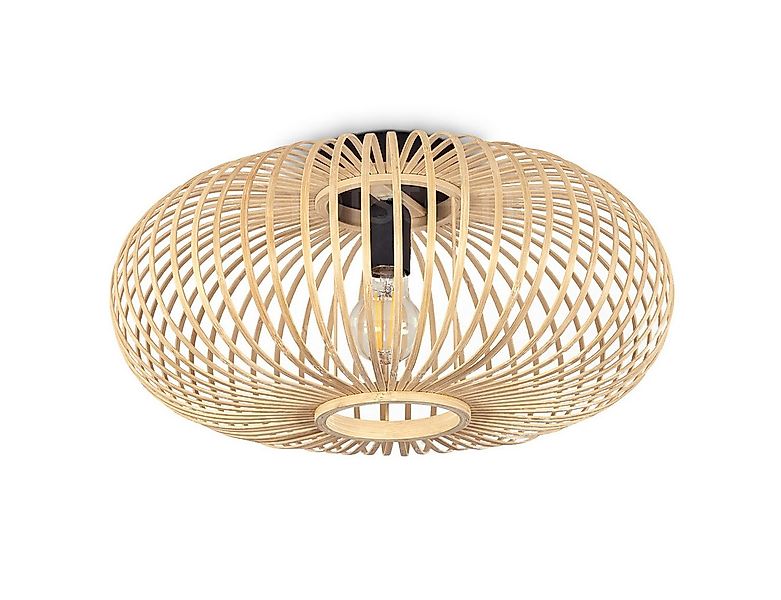 hofstein Deckenleuchte »Aidone« runde Deckenlampe aus Holz/Metall in Natur/ günstig online kaufen