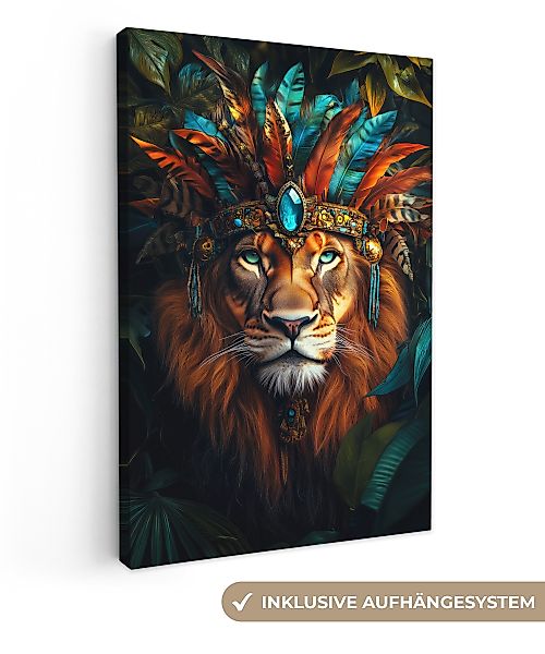 OneMillionCanvasses® Leinwandbild Löwe - Blätter - günstig online kaufen