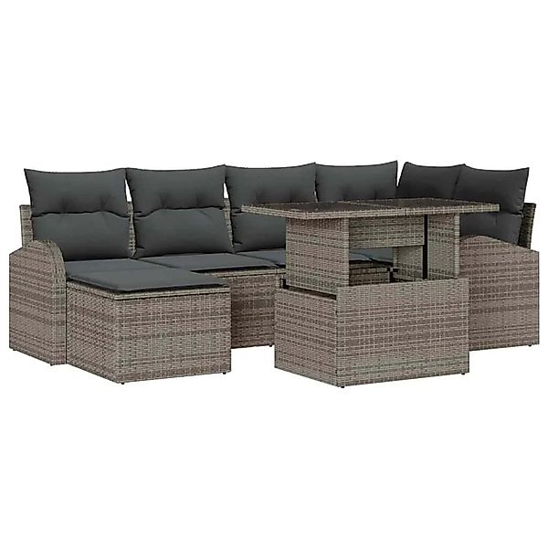 vidaXL Garten-Sofa-Set mit Kissen 7-Tlg Grau 3348675 günstig online kaufen
