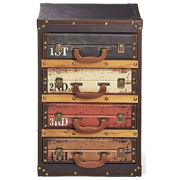 Kobolo Kofferregal Regal Kommode RETRO Bunt 4 Fächer 40x30x63 cm günstig online kaufen