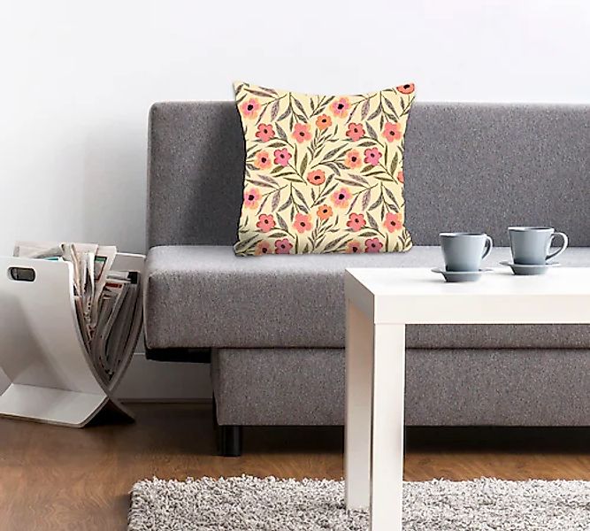 queence Dekokissen »Nori«, Kissenhülle,Süße Blümchen,Beige,Floral,Zart,Roma günstig online kaufen