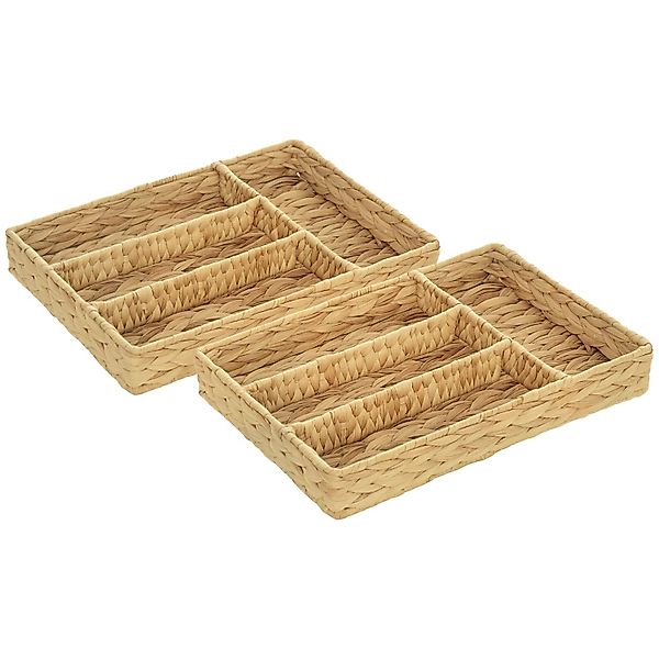 HOMCOM Aufbewahrungskorb Wasserhyazinthe Metall Naturholz 36L x 26B x 5H cm günstig online kaufen