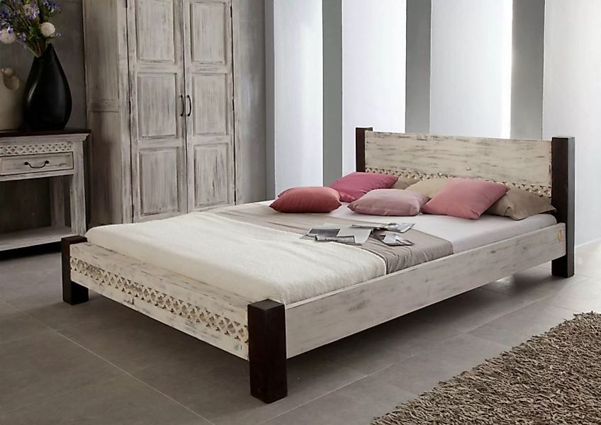 Massivmoebel24 Massivholzbett CASTLE-ANTIK (Bett aus robustem Massivholz, m günstig online kaufen