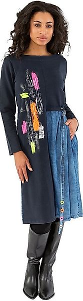 Gio Milano Jeanskleid G29-5102, Denim mit Pinselstrichprint seitliche Öse m günstig online kaufen