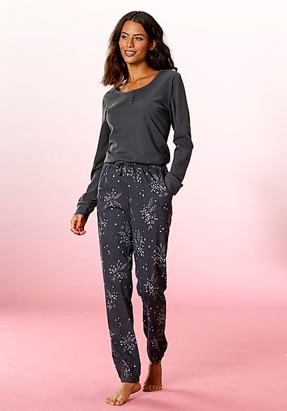 Vivance Dreams Pyjama, (2 tlg.), mit Hortensienmuster günstig online kaufen