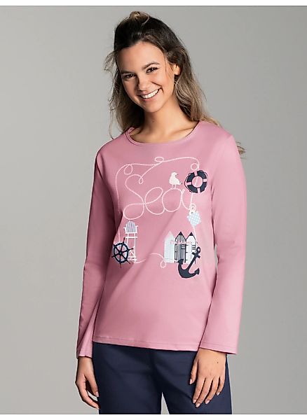 Trigema Schlafanzug "TRIGEMA Pyjama Oberteil mit maritimem Printmotiv" 1 St günstig online kaufen