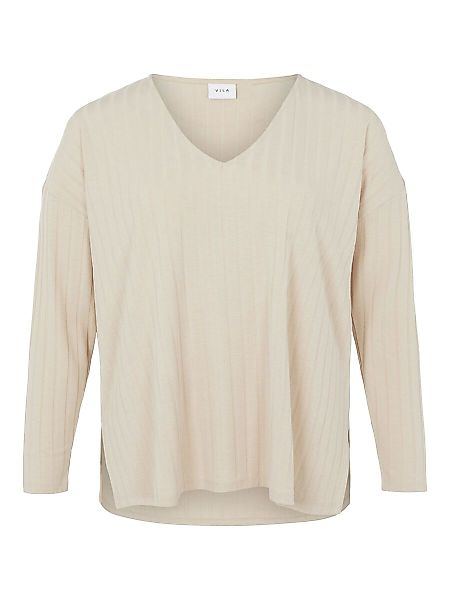 VILA Curve – Ripp- Pullover Damen Beige günstig online kaufen