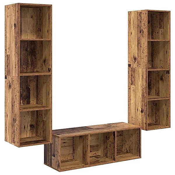 vidaXL TV-Schrank Set Wandmontiert 3-Tlg Altholz Holzwerkstoff 3393339 günstig online kaufen