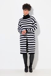 MIAMODA Strickpullover Long-Pullover A-Linie Ringel Saumschlitz günstig online kaufen