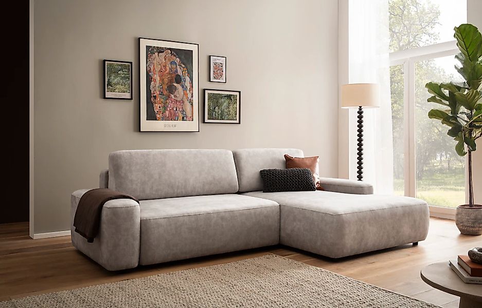 Home affaire Ecksofa "TORGE (264cm), Schlafsofa in Cord, Samtvelours o Stru günstig online kaufen