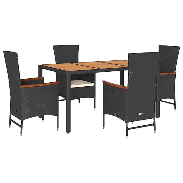 vidaXL 5-Tlg Garten-Essgruppe mit Kissen Schwarz Poly Rattan 3277508 günstig online kaufen