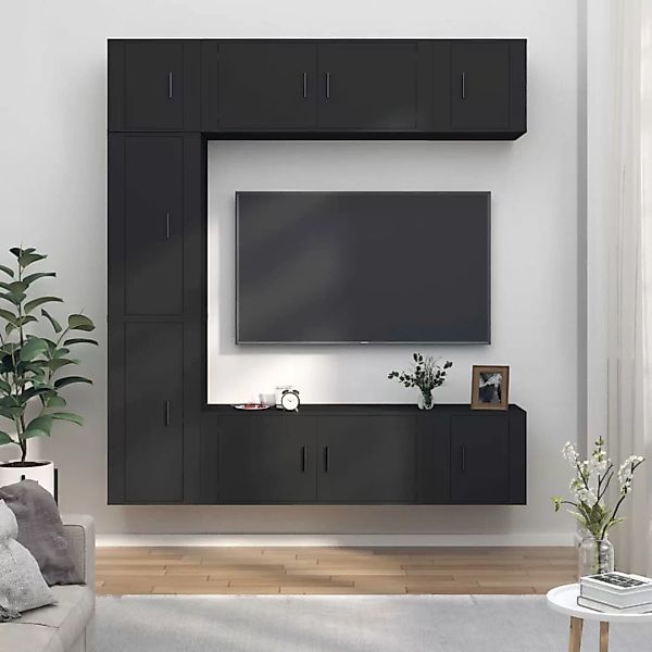 Vidaxl 7-tlg. Tv-schrank-set Schwarz Holzwerkstoff günstig online kaufen