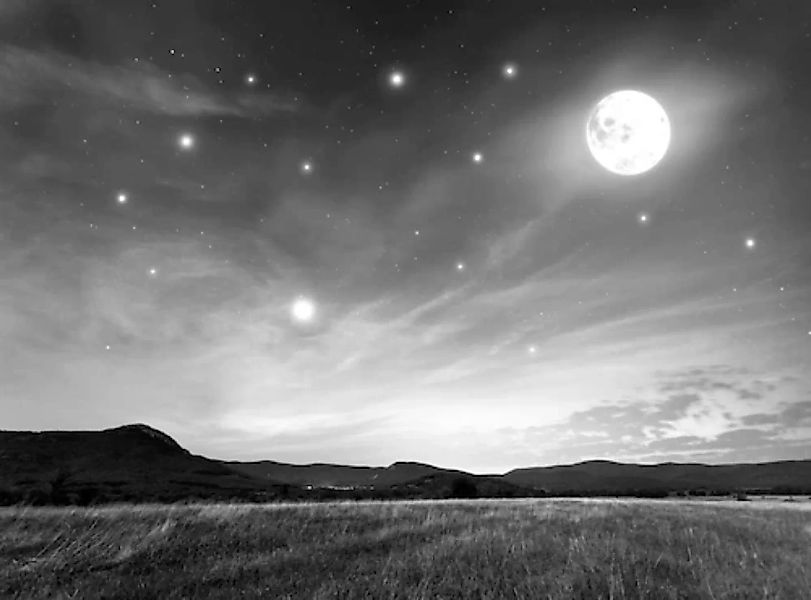 Papermoon Fototapete »Nachthimmel Schwarz & Weiß« günstig online kaufen