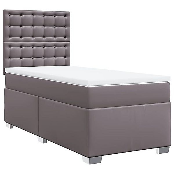 vidaXL Bett Boxspringbett mit Matratze Grau 90x190 cm Kunstleder günstig online kaufen