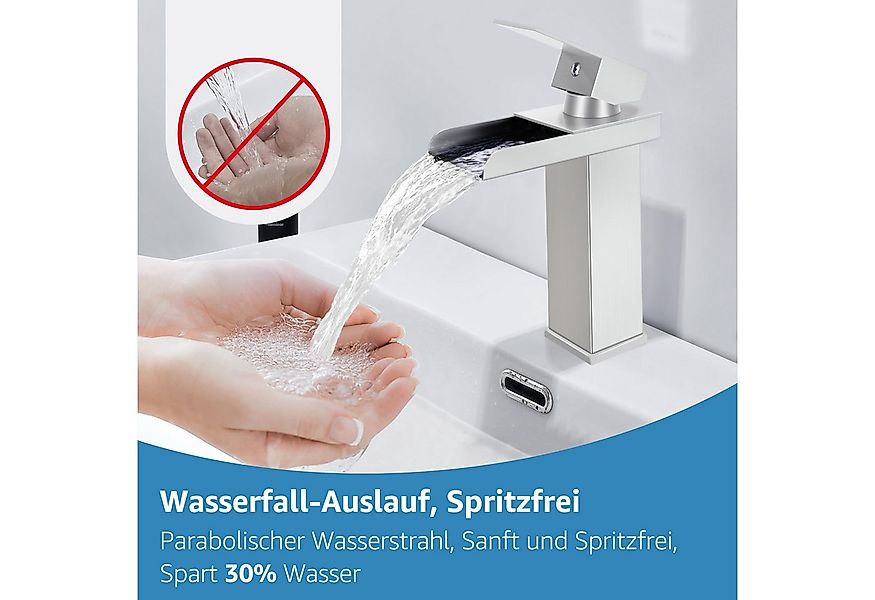Eumaty Waschtischarmatur Wasserhahn Bad, Wasserfall Wenig Lärm Einhandmisch günstig online kaufen