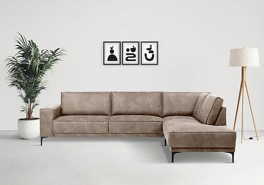 PLACES OF STYLE Ecksofa »Polsterecke Oland, Struktur, Flachgewebe, Luxus-Mi günstig online kaufen
