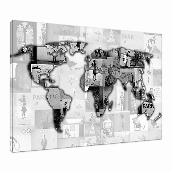 Wandbild Banksy Weltkarte Bilder Wohnzimmer günstig online kaufen