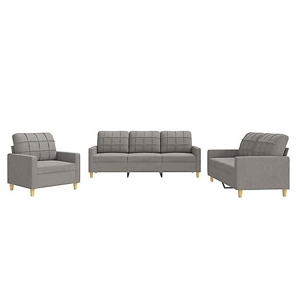 vidaXL Sofa, 3-tlg. Sofagarnitur mit Kissen Taupe Stoff günstig online kaufen