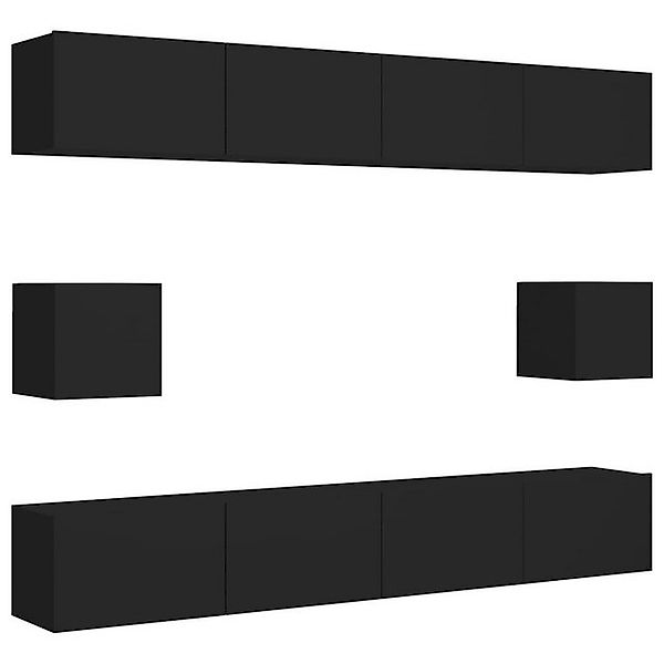 vidaXL TV-Schrank 6-tlg TV-Schrank-Set Schwarz Spanplatte TV-Konsole für Fe günstig online kaufen