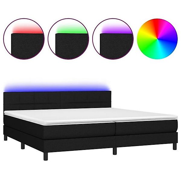 vidaXL Boxspringbett Boxspringbett mit Matratze LED Schwarz 200x200 cm Stof günstig online kaufen