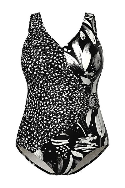 Ulla Popken Badeanzug Badeanzug Wickeleffekt Softcups Zierring günstig online kaufen